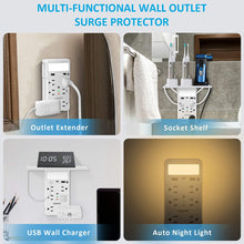 Load image into Gallery viewer, Exgreem 6 Outlet Surge Protector Wall Tap Adapter With USB C port,White