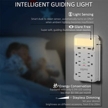 Load image into Gallery viewer, Exgreem 6 Outlet Surge Protector Wall Tap Adapter With USB C port,White