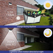Load image into Gallery viewer, Outdoor Solar Powered Wall Light , EXGREEM 208 LED Solar Lights Outdoor Motion Sensor with [270°Wide Angle] [3 Modes], Wireless Waterproof Wall Lamp for Garden, Patio, Fence
